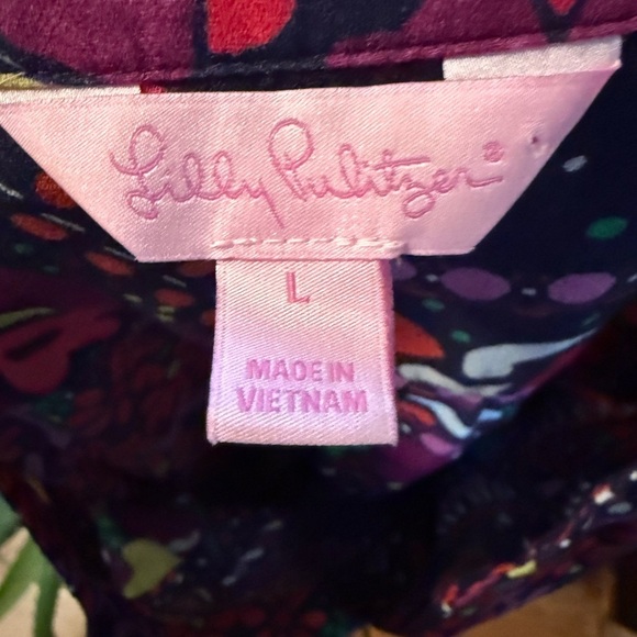 Lilly Pulitzer Sz L Providence Top in Garden Menagerie Long Sleeve TOP 20" PTP - Picture 7 of 8
